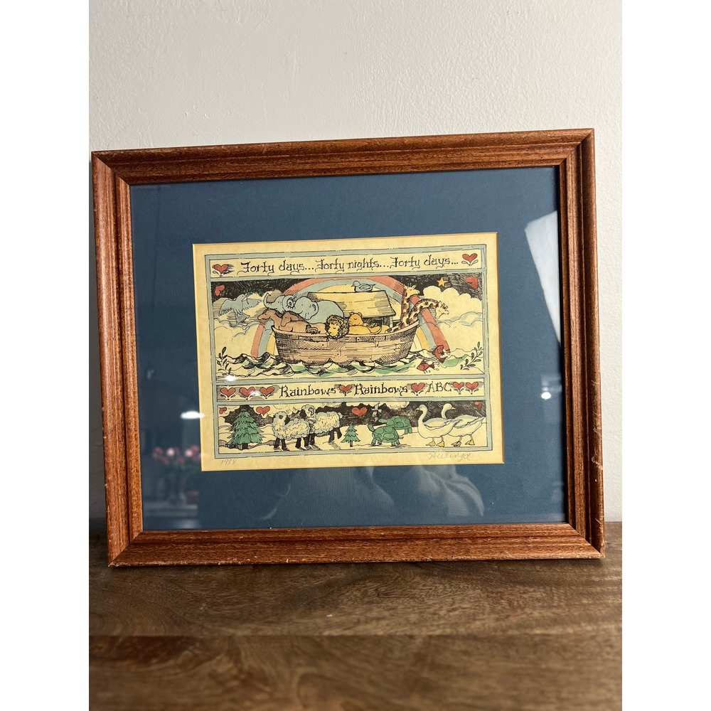 Farmhouse Studio Susan Winget 1988 Noah's Ark Handpainted Watercolor